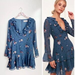 Keepsake The Label Blue Floral Casual Dress